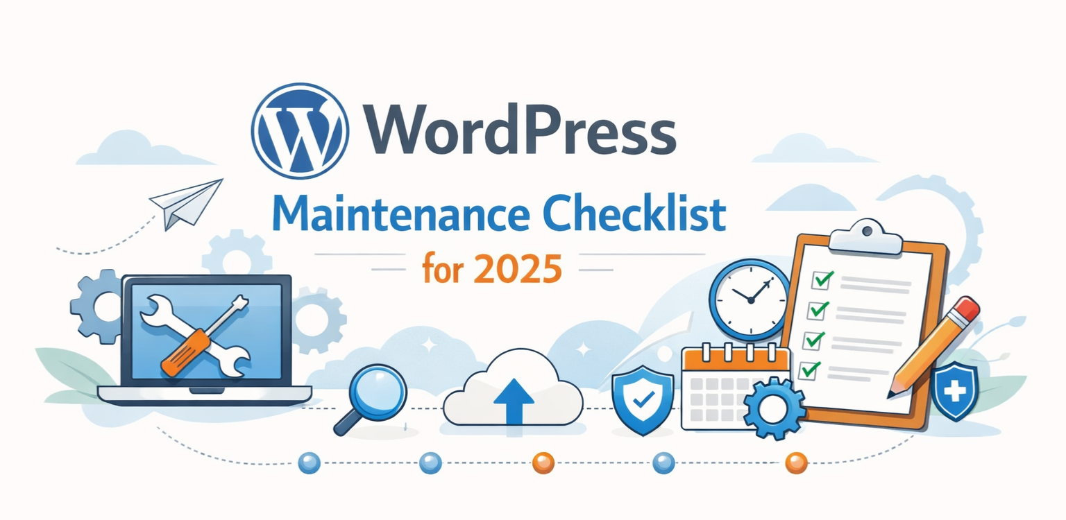 WordPress maintenance checklist infographic 2025